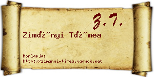 Zimányi Tímea névjegykártya